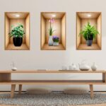 3D Plant Vase Wall Sticker 3Pcs