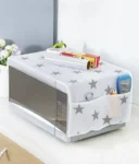 Microwave Oven Dust Cover with 4 Pockets – Waterproof & Oil-Proof Organizer