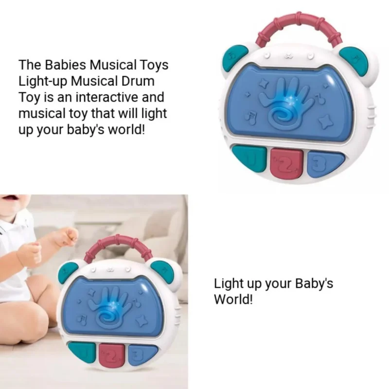 Flash Drum Toy for Kids – Baby Musical Hand Drum with Lights & Sounds for Early Learning
