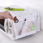 Microwave Oven Dust Cover with 4 Pockets – Waterproof & Oil-Proof Organizer