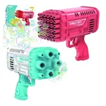 Bazooka Bubble Gun for Kids – Space Rocket Electric Bubble Machine with 8 & 36 Hole Caps