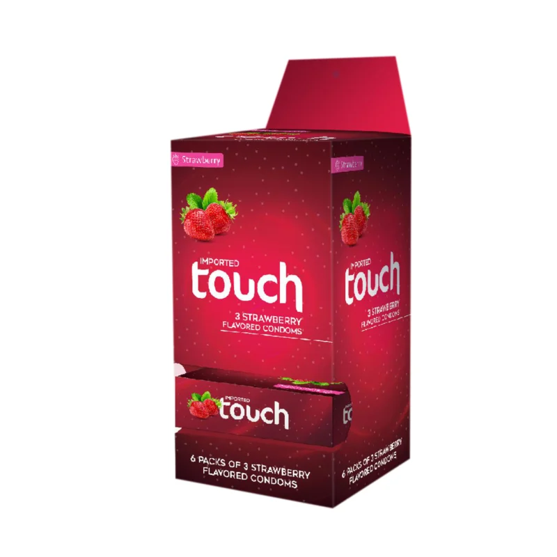 Touch Strawberry Flavored Condom Dispenser – 18-Piece Fruity Pleasure Pack