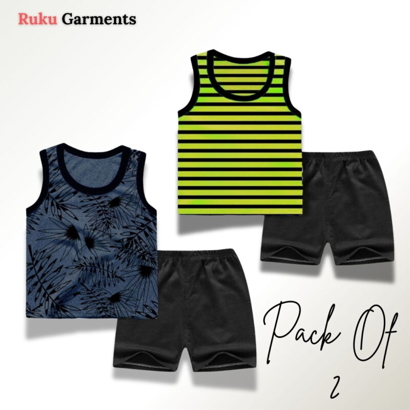 Kids' Summer Sando & Shorts Set – Pack of 2