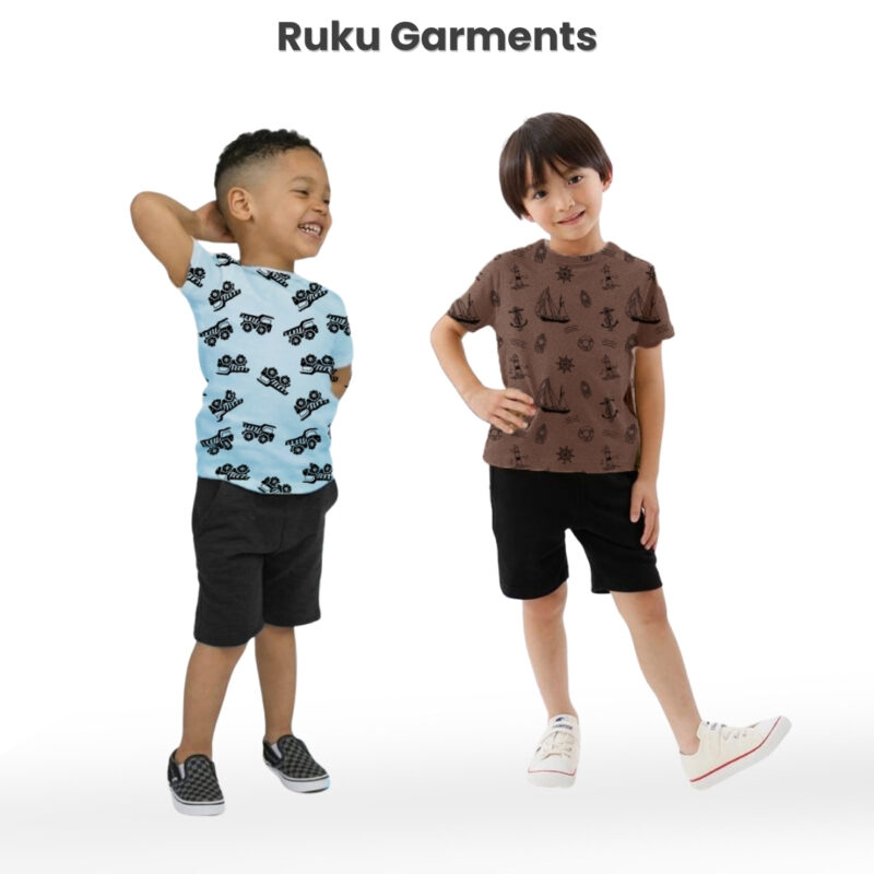 Pack of 2 Kids’ Printed Tees & Shorts Set