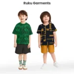 Pack of 2 Allover Printed Contrast Tees & Shorts Suits for Kids – Summer Cotton Set
