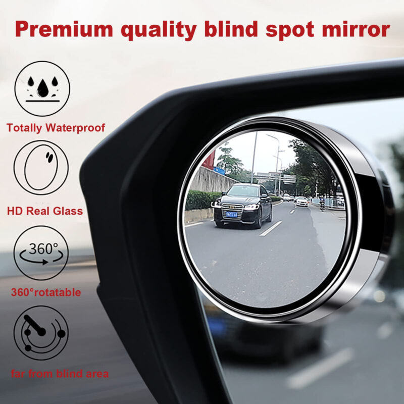 2 Pcs Car Blind Spot Mirror – Round Wide-Angle Glass