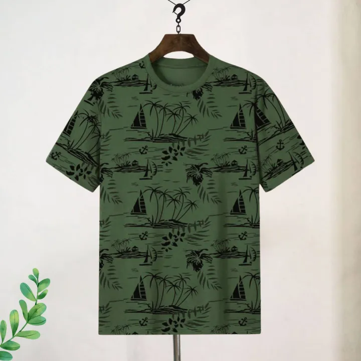 Short Sleeves Allover Screen Printed T-Shirt for Men | Lightweight Summer Graphic Tee