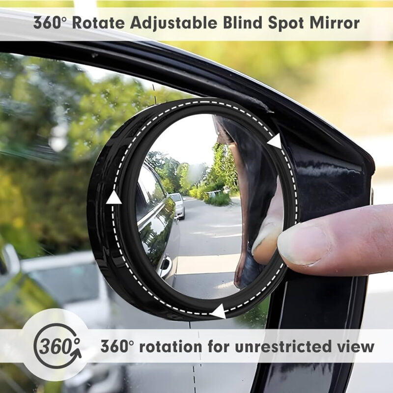 2 Pcs Car Blind Spot Mirror – Round Wide-Angle Glass