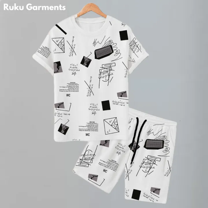 All-Over Printed Men's Track Shorts Set – Summer Style